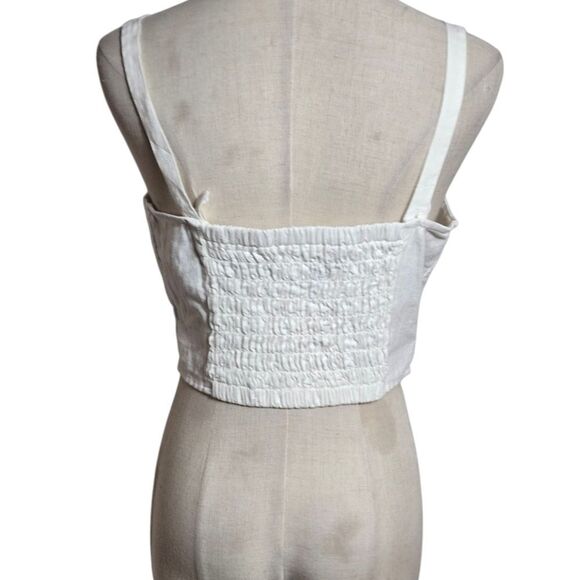 Universal Thread White Bow Detail Linen Blend Crop Top - Picture 4 of 7